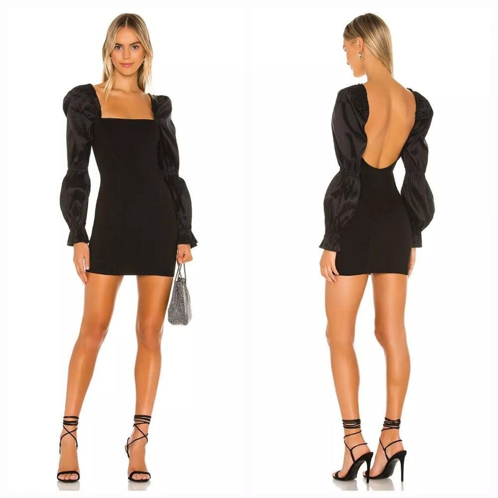 Majorelle Dove Dress Revolve Puff Sleeve Black Mini Party Cocktail Lbd Sexy